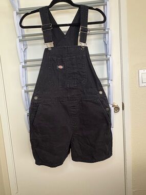 Dickies Black Shortalls with Front Bib Pocket